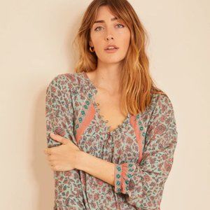 Natalie Martin Fiore Short Dress Medium Bloom Print/ Seafoam Melon